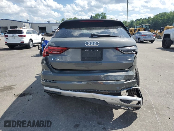 2021 Audi Q3 Premium with VIN WA1AUCF37M1067054, listed as a Copart auction lot 57299815 with 67,334 mi miles and Salvage title. Bid and sale history available at DreamBid. Image 6.