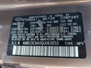 2016 Hyundai Tucson SE with VIN KM8J3CA4XGU063653, listed as a IAAI auction lot 41622270 with 103,270 mi miles. Bid and sale history available at carsss.com. Image 9.