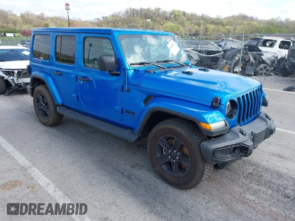 2023 Jeep Wrangler Sahara with VIN 1C4HJXEG4PW584800, listed as a IAAI auction lot 41908392 with 22,108 mi miles and . Bid and sale history available at DreamBid. Image 1.