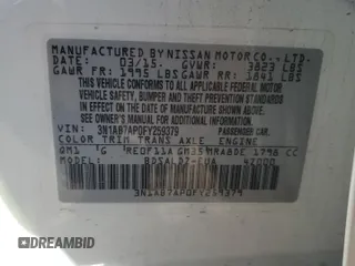 2015 Nissan Sentra SV z VIN 3N1AB7AP0FY259379, wystawiony jako Copart lot #53392085 z przebiegiem 83 882 mil mil oraz Szkoda całkowita • Salvage title. Historia ofert i sprzedaży dostępna na DreamBid. Obrazek 14.