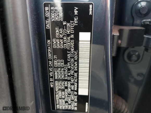 2018 Volvo XC60 Inscription with VIN YV4102RL5J1092969, listed as a Copart auction lot 67939102 with 43,435 mi miles. Bid and sale history available at carsss.com. Image 12.