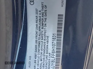2017 Audi A3 2.0T Premium Plus with VIN WAUY8LFF6H1071831, listed as a Copart auction lot 75621344 with 21,370 mi miles and Salvage Title. Bid and sale history available at carsss.com. Image 13.