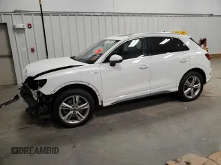 2020 Audi Q3 S line Premium with VIN WA1DECF39L1033223, listed as a Copart auction lot 85299684 with 0 mi miles and Salvage Title. Bid and sale history available at carsss.com. Image 1.