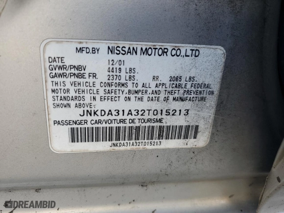 2002 Infiniti I35 Luxury with VIN JNKDA31A32T015213, listed as a Copart auction lot 78977614 with 208,434 mi miles and Salvage Title. Bid and sale history available at carsss.com. Image 12.