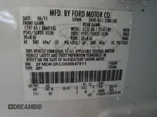 2011 Ford Edge Limited with VIN 2FMDK3KC0BBB47811, listed as a Copart auction lot 51600715 with 183,329 mi miles and Salvage title. Bid and sale history available at DreamBid. Image 15.