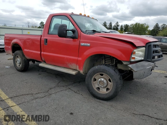 2005 Ford F-250 XL with VIN 1FTNF21585EB24568, listed as a Copart auction lot 72561054 with 147,449 mi miles and Salvage Title. Bid and sale history available at DreamBid. Image 4.