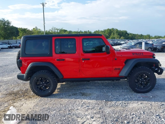 2020 Jeep Wrangler Unlimited Willys z VIN 1C4HJXDM1LW290451, wystawiony jako IAAI lot #42586990 z przebiegiem 64 163 mil mil oraz . Historia ofert i sprzedaży dostępna na DreamBid. Obrazek 14.