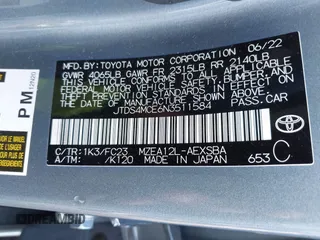 2022 Toyota Corolla SE with VIN JTDS4MCE6N3511584, listed as a IAAI auction lot 41581139 with 85,595 mi miles. Bid and sale history available at carsss.com. Image 9.