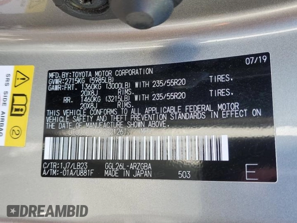 2019 Lexus RX with VIN JTJDZKCA5K2021261, listed as a Copart auction lot 45526345 with 109,465 mi miles and Salvage Title. Bid and sale history available at carsss.com. Image 13.