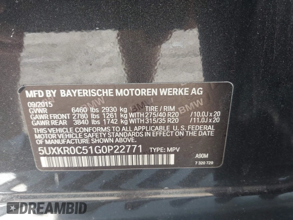2016 BMW X5 xDrive35i z VIN 5UXKR0C51G0P22771, wystawiony jako IAAI lot #42161841 z przebiegiem 117 272 mil mil oraz . Historia ofert i sprzedaży dostępna na DreamBid. Obrazek 9.