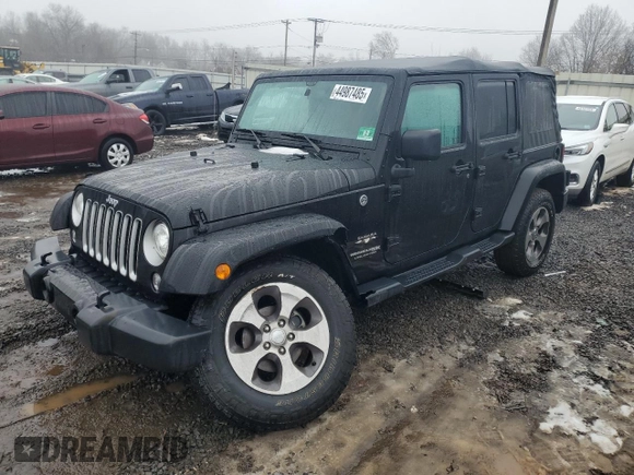 2018 Jeep Wrangler JK Unlimited Sahara with VIN 1C4HJWEG9JL927443, listed as a Copart auction lot 44987485 with 71,252 mi miles and Salvage Title. Bid and sale history available at carsss.com. Image 1.