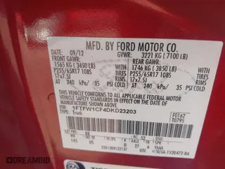 2013 Ford F-150 XL with VIN 1FTFW1CF4DKD23203, listed as a IAAI auction lot 41396042 with 226,685 mi miles. Bid and sale history available at carsss.com. Image 9.
