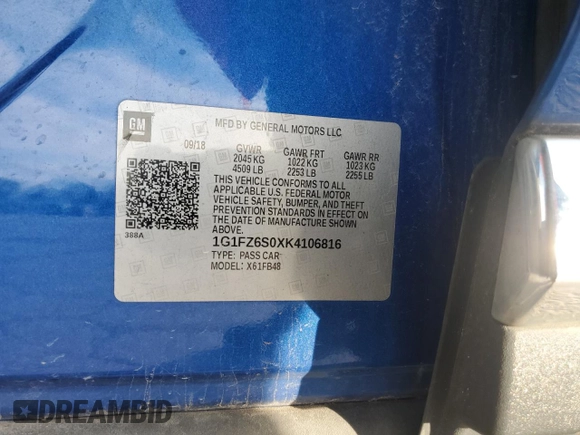 2019 Chevrolet Bolt EV Premier z VIN 1G1FZ6S0XK4106816, wystawiony jako Copart lot #48960665 z przebiegiem 119 267 mil mil oraz Szkoda całkowita • Salvage title. Historia ofert i sprzedaży dostępna na DreamBid. Obrazek 13.