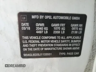 2018 Buick Regal Preferred with VIN W04GL6SX8J1133551, listed as a Copart auction lot 55338635 with 155,299 mi miles and Salvage title. Bid and sale history available at DreamBid. Image 12.