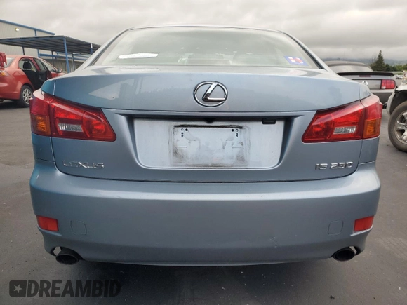 2006 Lexus IS 250 Manual with VIN JTHBK262862020029, listed as a Copart auction lot 52809295 with 72,654 mi miles and Salvage Title. Bid and sale history available at carsss.com. Image 6.