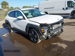 2025 Hyundai Kona SEL with VIN KM8HB3AB1SU215294, listed as a IAAI auction lot 41835866 with 484 mi miles. Bid and sale history available at carsss.com. Image 1.