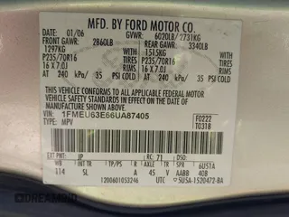 2006 Ford Explorer XLT с VIN 1FMEU63E66UA87405, выставлен на аукционе IAAI как лот 41983673 с пробегом 168 254 миль миль и . История ставок и продаж доступна на DreamBid. Изображение 9.