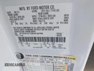 2014 Ford F-150 XL with VIN 1FTFW1CT3EKF45786, listed as a IAAI auction lot 41520825 with 168,992 mi miles. Bid and sale history available at carsss.com. Image 8.