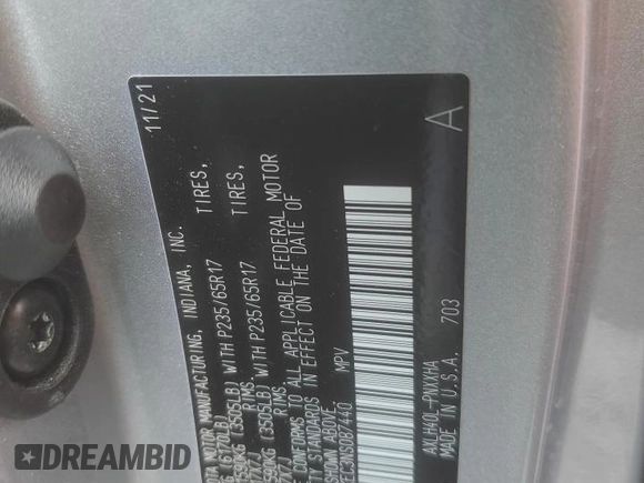 2022 Toyota Sienna XLE with VIN 5TDJRKEC3NS087440, listed as a Copart auction lot 55144735 with 35,050 mi miles and Salvage Title. Bid and sale history available at DreamBid. Image 13.