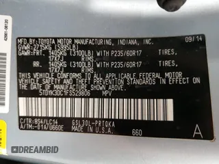 2015 Toyota Sienna XLE with VIN 5TDYK3DC1FS529806, listed as a Copart auction lot 52364225 with 180,172 mi miles and Non Repairable. Bid and sale history available at DreamBid. Image 14.