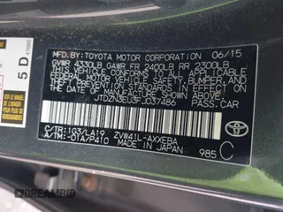 2015 Toyota Prius Two with VIN JTDZN3EU3FJ037486, listed as a IAAI auction lot 42049071 with 18,509 mi miles and . Bid and sale history available at DreamBid. Image 9.