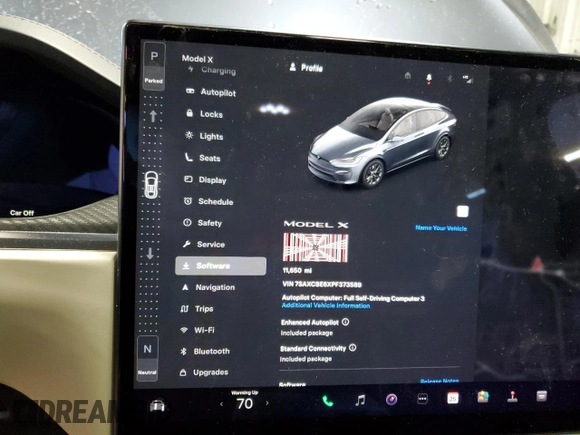 2023 Tesla Model X Plaid with VIN 7SAXCBE6XPF373589, listed as a Copart auction lot 50355615 with 11,650 mi miles and Salvage Title. Bid and sale history available at DreamBid. Image 9.