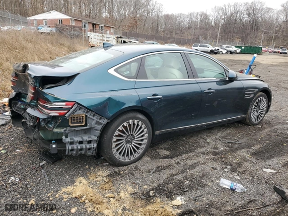 2023 Genesis Electrified G80 with VIN KMTGE4S19PU004677, listed as a Copart auction lot 44518885 with 19,997 mi miles and Non Repairable. Bid and sale history available at carsss.com. Image 3.