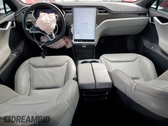 2015 Tesla Model S 85D with VIN 5YJSA1E23FF115854, listed as a Copart auction lot 48938485 with 96,596 mi miles and Salvage Title. Bid and sale history available at carsss.com. Image 8.