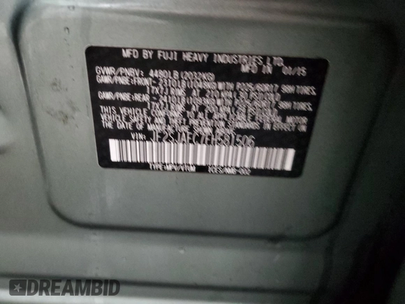 2015 Subaru Forester Premium with VIN JF2SJAFC7FH581506, listed as a Copart auction lot 67605292 with 83,590 mi miles and . Bid and sale history available at DreamBid. Image 14.