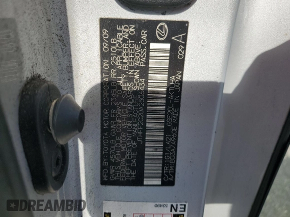 2010 Lexus IS 250 C z VIN JTHFF2C20A2506434, wystawiony jako Copart lot #55491365 z przebiegiem 203 942 mil mil oraz Szkoda całkowita • Salvage title. Historia ofert i sprzedaży dostępna na DreamBid. Obrazek 12.