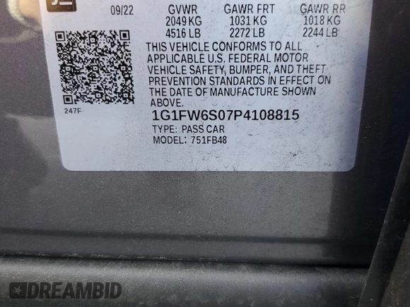 2023 Chevrolet Bolt EV 1LT with VIN 1G1FW6S07P4108815, listed as a Copart auction lot 46722053 with 4,009 mi miles. Bid and sale history available at carsss.com. Image 13.