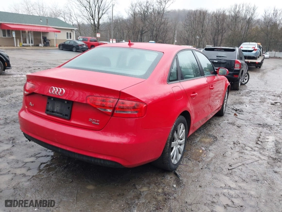 2014 Audi A4 Premium with VIN WAUBFAFL6EN025510, listed as a IAAI auction lot 41695920 with 102,033 mi miles. Bid and sale history available at carsss.com. Image 4.