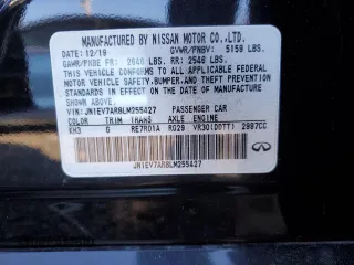 2020 Infiniti Q50 Pure with VIN JN1EV7AR8LM255427, listed as a Copart auction lot 84402194 with 91,280 mi miles and Salvage title. Bid and sale history available at DreamBid. Image 12.