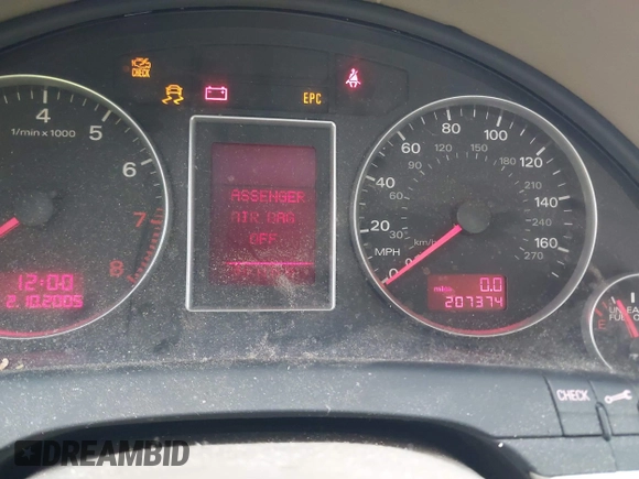 2006 Audi A4 2.0T with VIN WAUDF78E66A253655, listed as a IAAI auction lot 42456619 with 207,374 mi miles and . Bid and sale history available at DreamBid. Image 7.