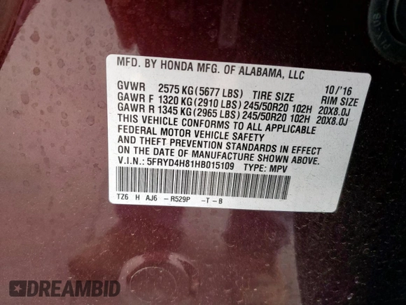 2017 Acura MDX Advance with VIN 5FRYD4H81HB015109, listed as a Copart auction lot 63743725 with 81,184 mi miles and Salvage title. Bid and sale history available at DreamBid. Image 12.