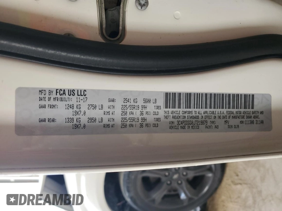 2018 Dodge Journey Crossroad with VIN 3C4PDDGG0JT219879, listed as a Copart auction lot 47087335 with 139,370 mi miles and Non Repairable. Bid and sale history available at carsss.com. Image 13.