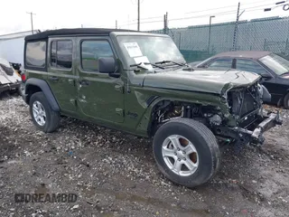 2021 Jeep Wrangler Unlimited Sport S with VIN 1C4HJXDG1MW836029, listed as a IAAI auction lot 41811840 with 34,992 mi miles. Bid and sale history available at carsss.com. Image 1.
