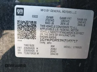 2022 Cadillac XT6 Sport with VIN 1GYKPGRS3NZ143717, listed as a IAAI auction lot 41758715 with 49,083 mi miles. Bid and sale history available at carsss.com. Image 9.