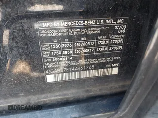2004 Mercedes-Benz M 350 with VIN 4JGAB57E14A461765, listed as a IAAI auction lot 42532273 with Not provided miles and . Bid and sale history available at DreamBid. Image 9.