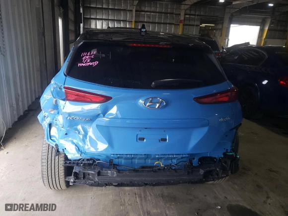 2022 Hyundai Kona Electric SEL with VIN KM8K23AG8NU152264, listed as a Copart auction lot 37145483 with 3,880 mi miles. Bid and sale history available at carsss.com. Image 6.