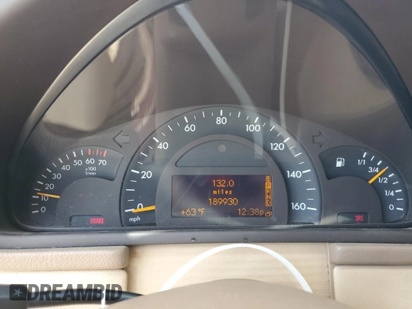 2001 Mercedes-Benz C 320 with VIN WDBRF64J31F021286, listed as a Copart auction lot 54145865 with 189,930 mi miles and Salvage Title. Bid and sale history available at DreamBid. Image 9.