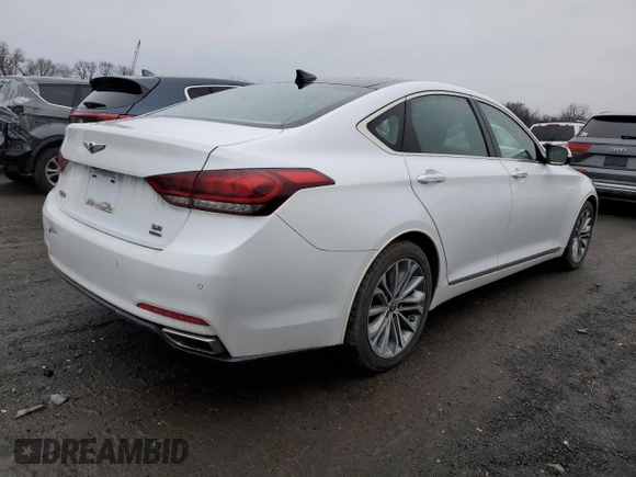 2017 Genesis G80 3.8L with VIN KMHGN4JE0HU184356, listed as a Copart auction lot 83612364 with 115,558 mi miles and Salvage Title. Bid and sale history available at DreamBid. Image 3.