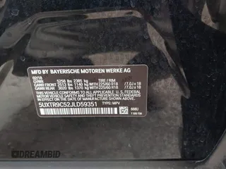 2018 BMW X3 xDrive30i with VIN 5UXTR9C52JLD59351, listed as a IAAI auction lot 42126069 with 30,806 mi miles and . Bid and sale history available at DreamBid. Image 9.