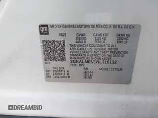 2022 GMC Terrain SLE с VIN 3GKALMEV1NL310132, выставлен на аукционе IAAI как лот 42384627 с пробегом 42 923 миль миль и . История ставок и продаж доступна на DreamBid. Изображение 9.