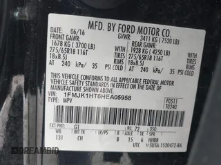 2017 Ford Expedition Max XLT с VIN 1FMJK1HT6HEA05958, выставлен на аукционе IAAI как лот 42170040 с пробегом Не указан миль и . История ставок и продаж доступна на DreamBid. Изображение 9.