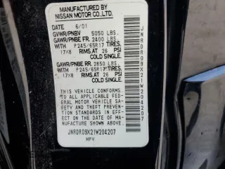 2001 Infiniti QX4 with VIN JNRDR09X21W204207, listed as a Copart auction lot 79935604 with Not Provided miles and Salvage Title. Bid and sale history available at DreamBid. Image 14.