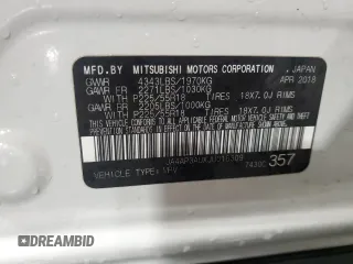 2018 Mitsubishi Outlander ES z VIN JA4AP3AUXJU016309, wystawiony jako Copart lot #58558895 z przebiegiem 68 421 mil mil oraz Szkoda całkowita • Salvage title. Historia ofert i sprzedaży dostępna na DreamBid. Obrazek 14.