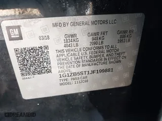 2018 Chevrolet Malibu LS with VIN 1G1ZB5ST1JF199881, listed as a IAAI auction lot 41619688 with 233,550 mi miles. Bid and sale history available at carsss.com. Image 9.