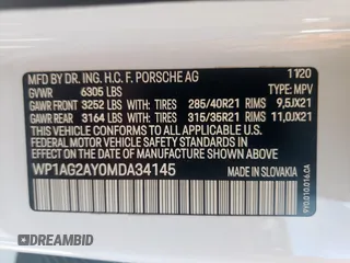 2021 Porsche Cayenne GTS with VIN WP1AG2AY0MDA34145, listed as a Copart auction lot 55992065 with Not provided miles and Salvage title. Bid and sale history available at DreamBid. Image 12.