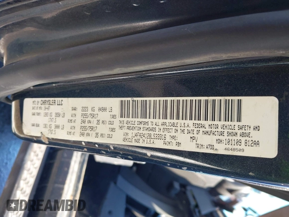 2008 Jeep Wrangler X with VIN 1J4FA24128L533316, listed as a IAAI auction lot 41750343 with 187,872 mi miles and . Bid and sale history available at DreamBid. Image 9.